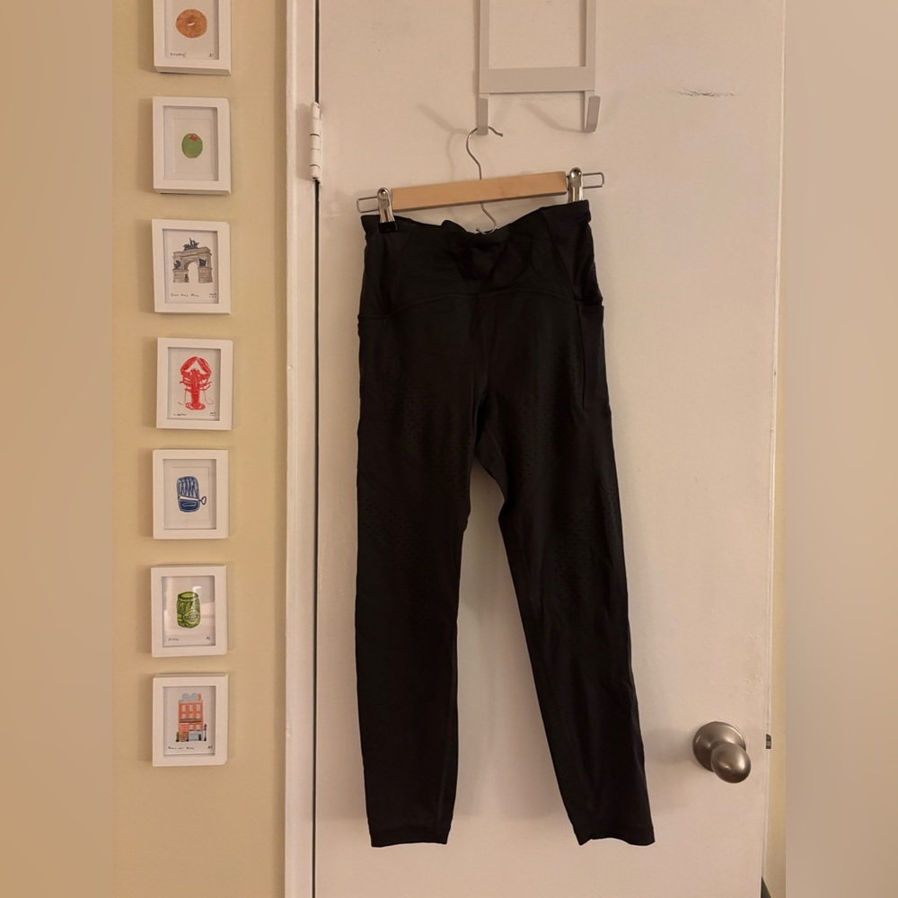 Lululemon dark grey, perforated leggings